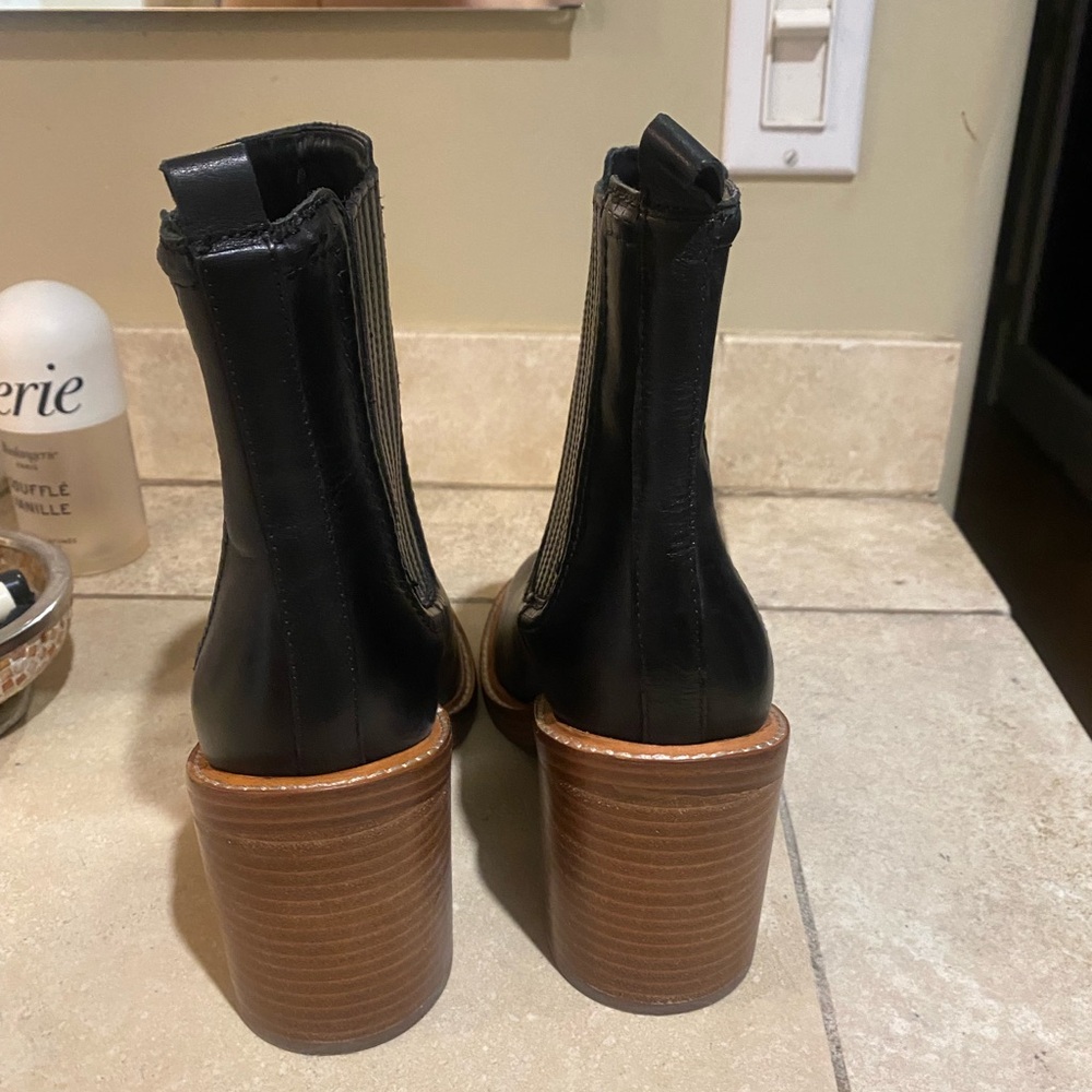 Marc Fisher Black Leather Ankle Boots - Picture 3 of 5